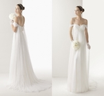 Ruffle μανικιών Applique λαιμών αγαπημένων λουριών μακαρονιών επί παραγγελία καλυμμένα χάντρες άσπρα γαμήλια φορέματα σιφόν
