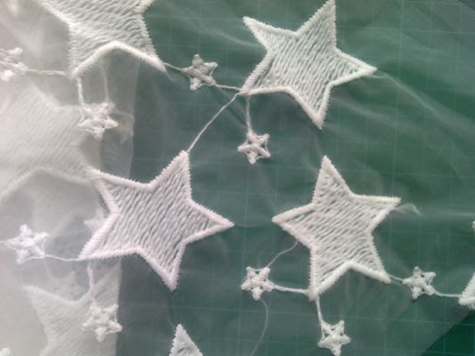 Κεντημένο ύφασμα δαντελλών Qmilch Pentagram organza, ύφασμα δαντελλών αστεριών