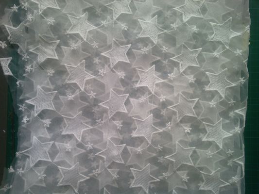 Κεντημένο ύφασμα δαντελλών Qmilch Pentagram organza, ύφασμα δαντελλών αστεριών