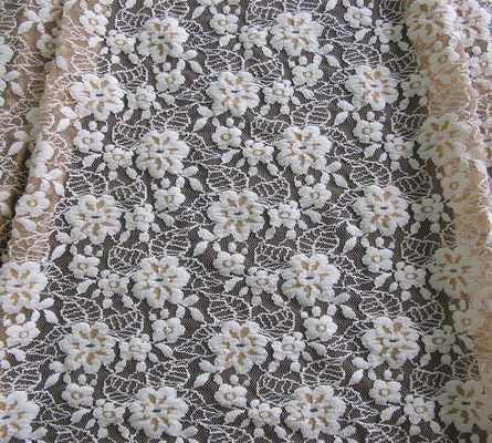 Floral βουρτσισμένη ελαστική Stretchable ΑΖΩΤΟΥΧΑ ελεύθερη βαφή Κύπρος-LW0652 ελεφαντόδοντου υφάσματος δαντελλών
