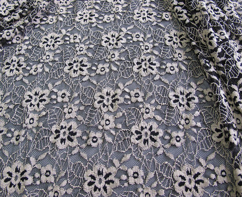 Floral βουρτσισμένη ελαστική Stretchable ΑΖΩΤΟΥΧΑ ελεύθερη βαφή Κύπρος-LW0652 ελεφαντόδοντου υφάσματος δαντελλών