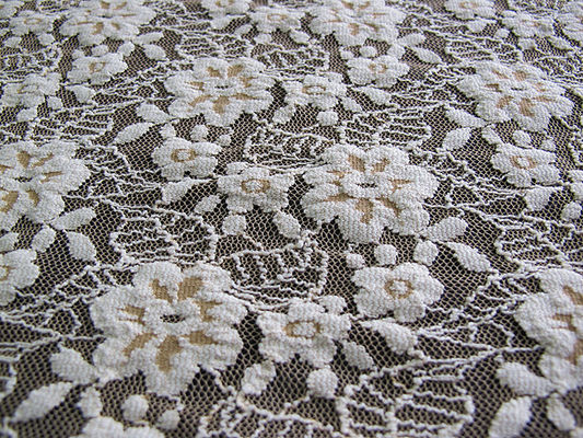 Floral βουρτσισμένη ελαστική Stretchable ΑΖΩΤΟΥΧΑ ελεύθερη βαφή Κύπρος-LW0652 ελεφαντόδοντου υφάσματος δαντελλών