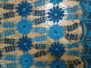 51» /52» μπλε κεντημένο τέντωμα υφάσματος δαντελλών για το γυναικείο φόρεμα