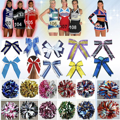 Μεταλλική ενδυμασία Cheerleading νεολαίας Rhinestones ομάδας ευθυμίας με τα τόξα